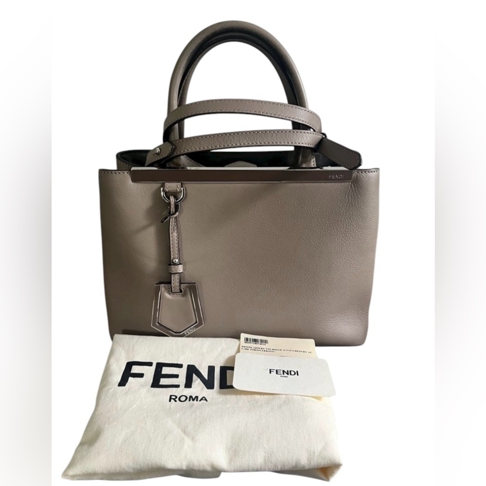 Fendi Petite 2Jours Vitello Calfskin Satchel Tortora Taupe Crossbody - Picture 5 of 16